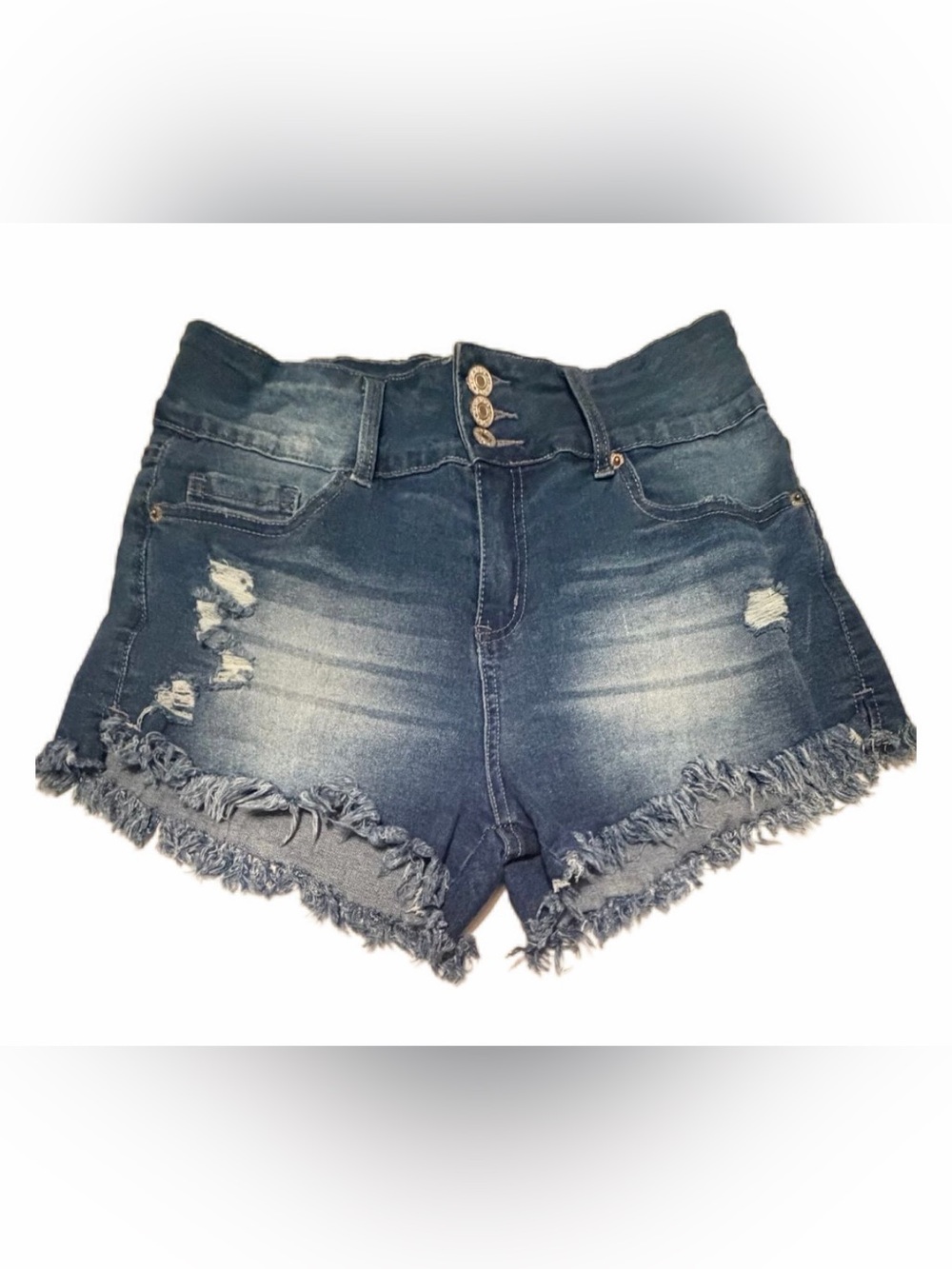Women’s Light Wash Blue Denim Deconstructed High-Rise Shorts